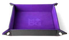 Fold Up Velvet Dice Tray - Leather Purple